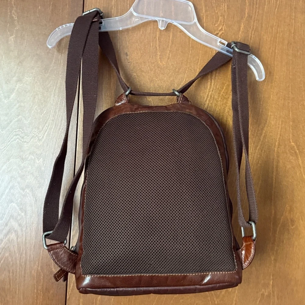 Jack Georges Buffalo Leather Voyager Convertible Backpack EUC Ret $222 Dk Brown